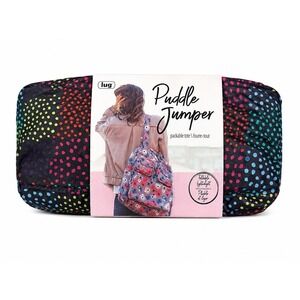 Lug Puddle Jumper Packable Tote Bag Rainbow Dots Black Multi Travel Foldable NEW